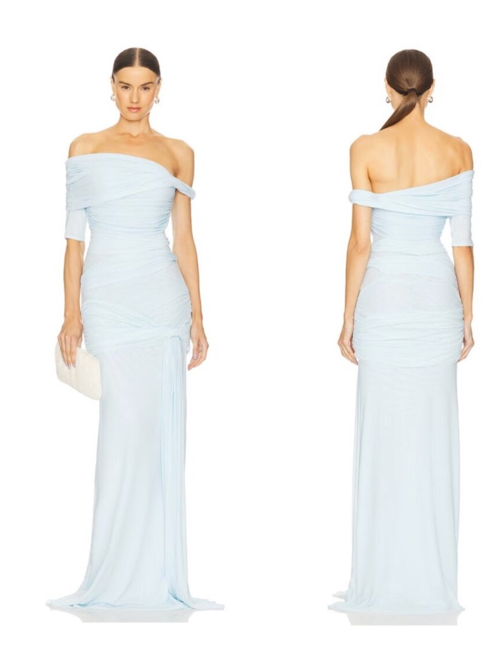 Light Blue Off-Shoulder Maxi Dress - Picture 2 of 5